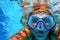 Woman Snorkeling With MaskÂ in Clear Water,Â Water Sports, Swimming Pool, Outdoor Adventure, Swimming, Summer Vacations